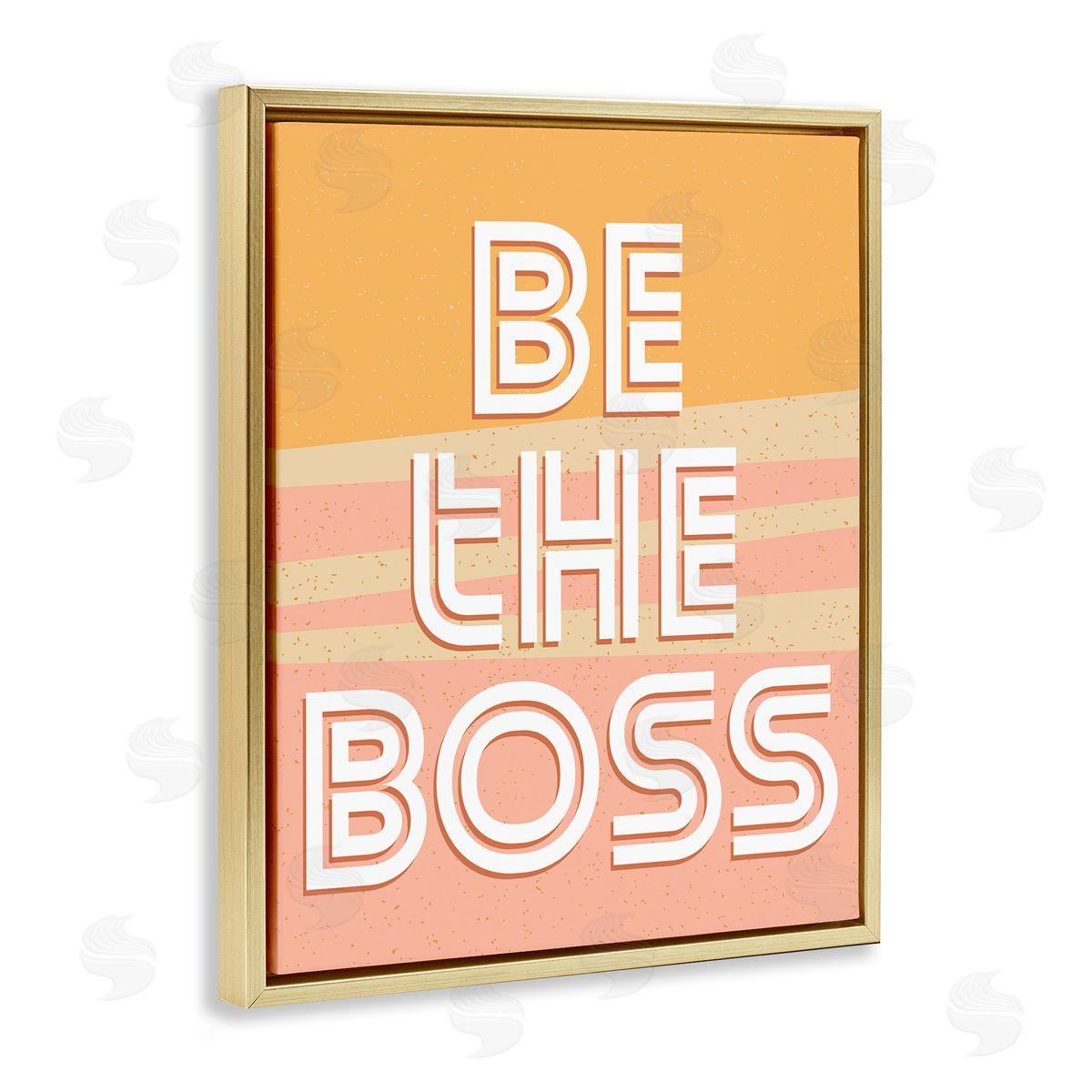 Be The Boss Quote Pink Gold Floating Frame Canvas Wall Art, Home Decor by Kim Allen