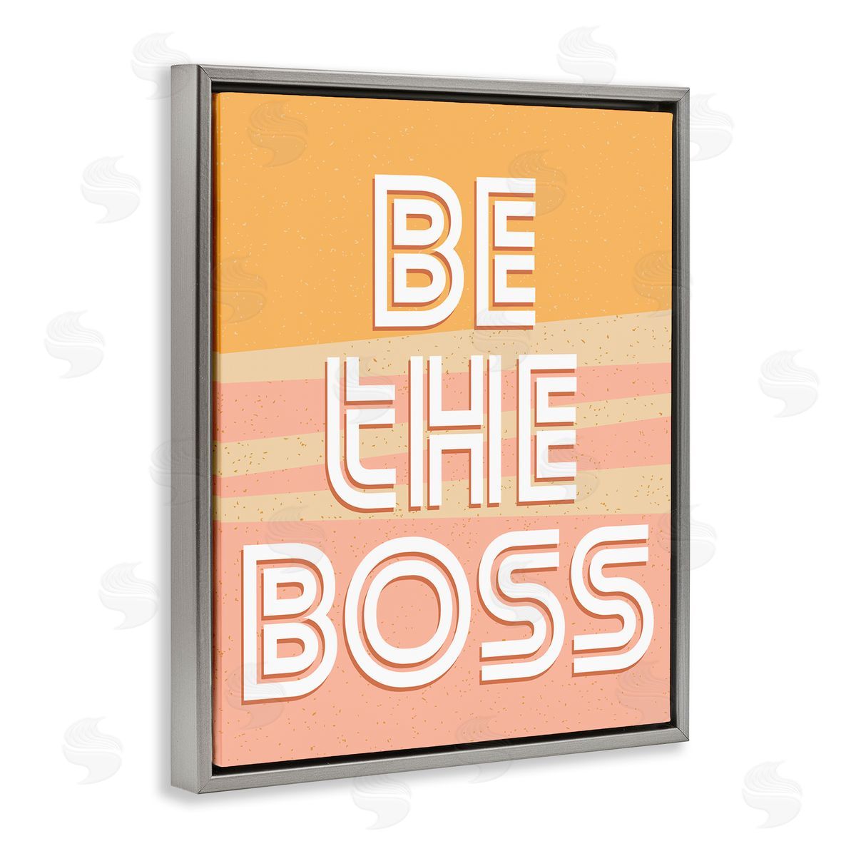 Be The Boss Quote Pink Grey Floating Frame Canvas Wall Art, Home Decor by Kim Allen