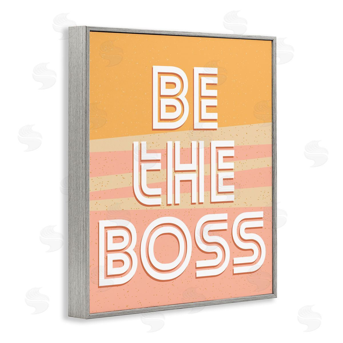 Be The Boss Quote Pink Grey Frame Print Wall Art, Home Decor by Kim Allen