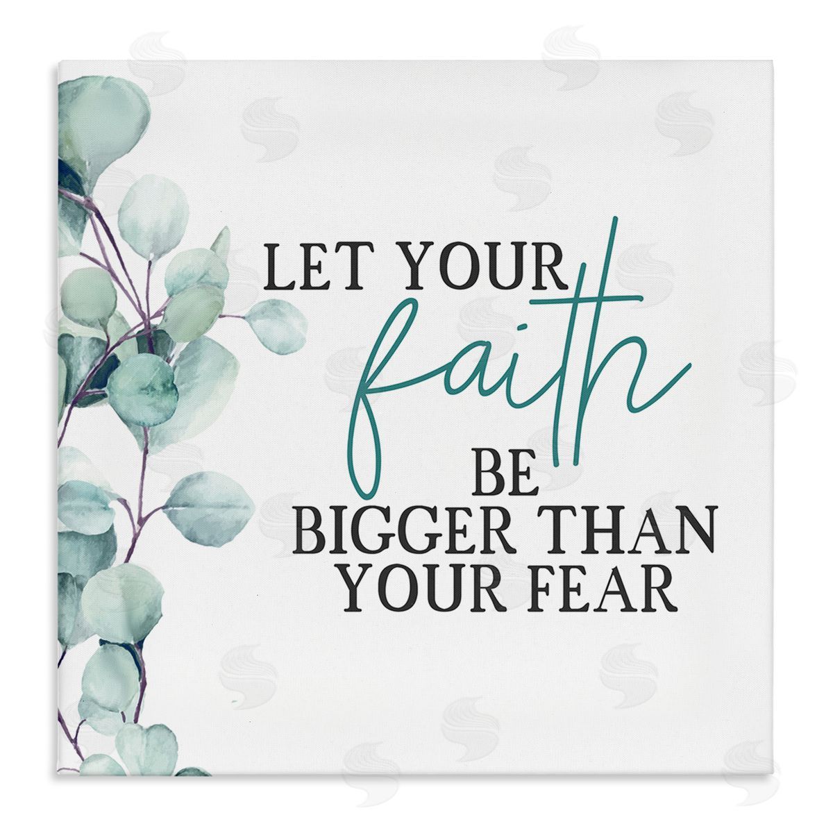 Faith Bigger Than Fear Green Canvas Wall Art, Home Decor by Kim Allen