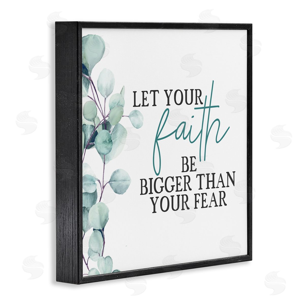 Faith Bigger Than Fear Green Black Frame Print Wall Art, Home Decor by Kim Allen