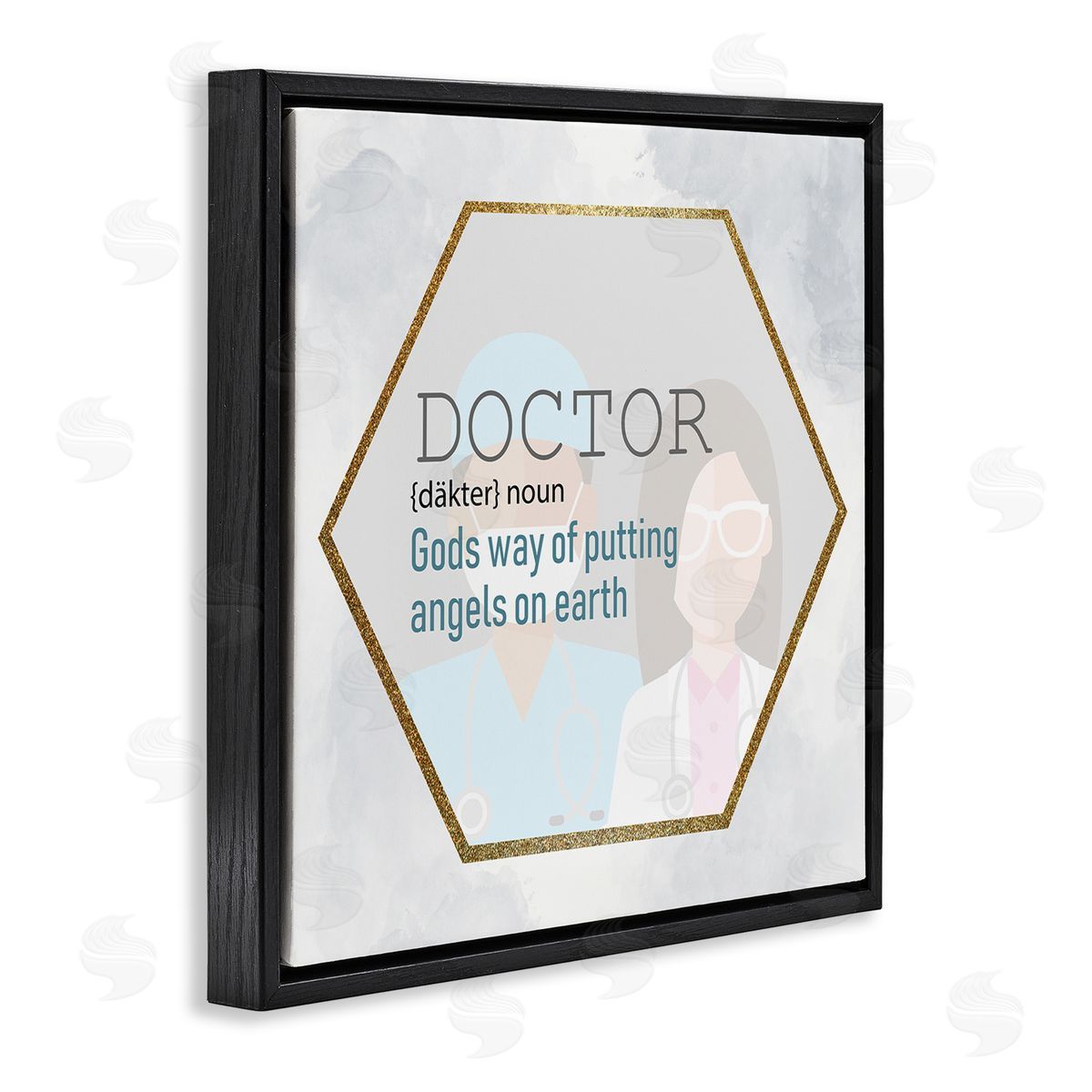 Doctor Definition Healthcare Angel Black Floating Frame Canvas Wall Art, Home Decor by Kim Allen