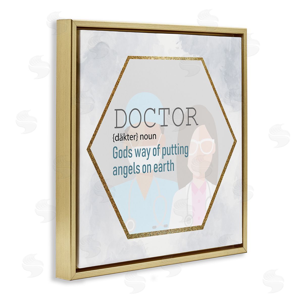 Doctor Definition Healthcare Angel Gold Floating Frame Canvas Wall Art, Home Decor by Kim Allen