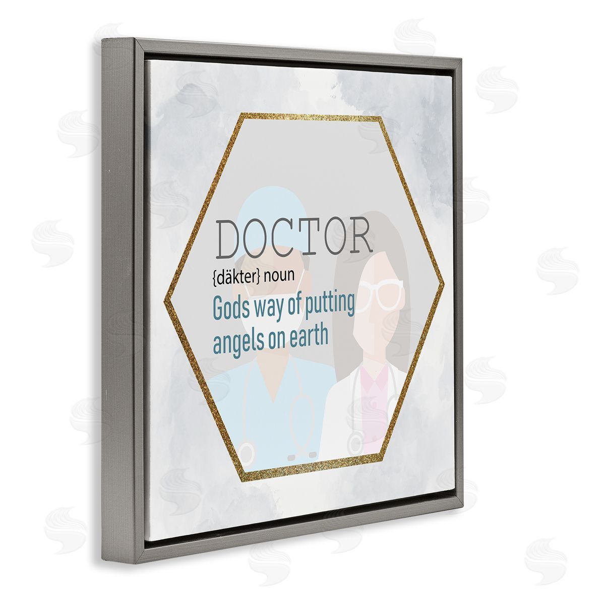Doctor Definition Healthcare Angel Grey Floating Frame Canvas Wall Art, Home Decor by Kim Allen