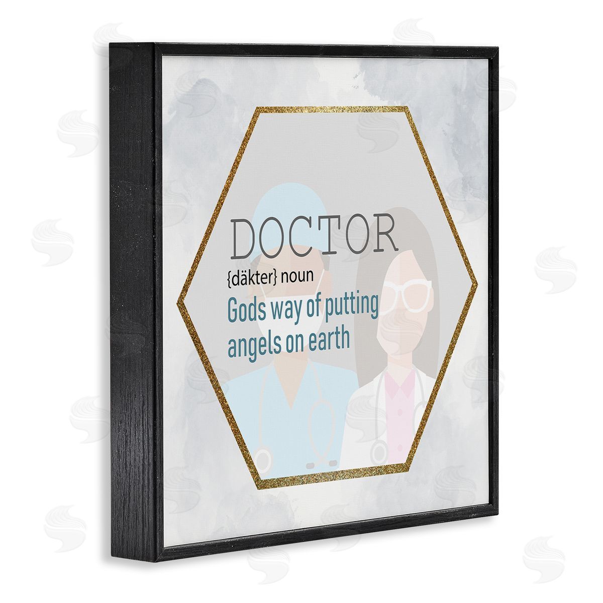Doctor Definition Healthcare Angel Black Frame Print Wall Art, Home Decor by Kim Allen