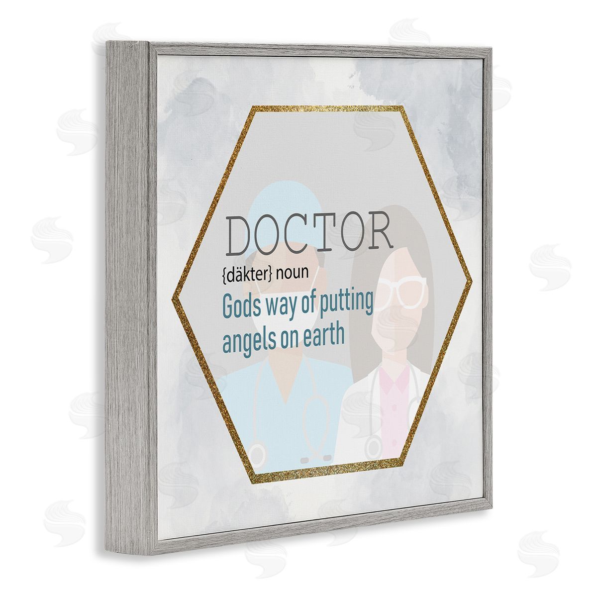 Doctor Definition Healthcare Angel Grey Frame Print Wall Art, Home Decor by Kim Allen