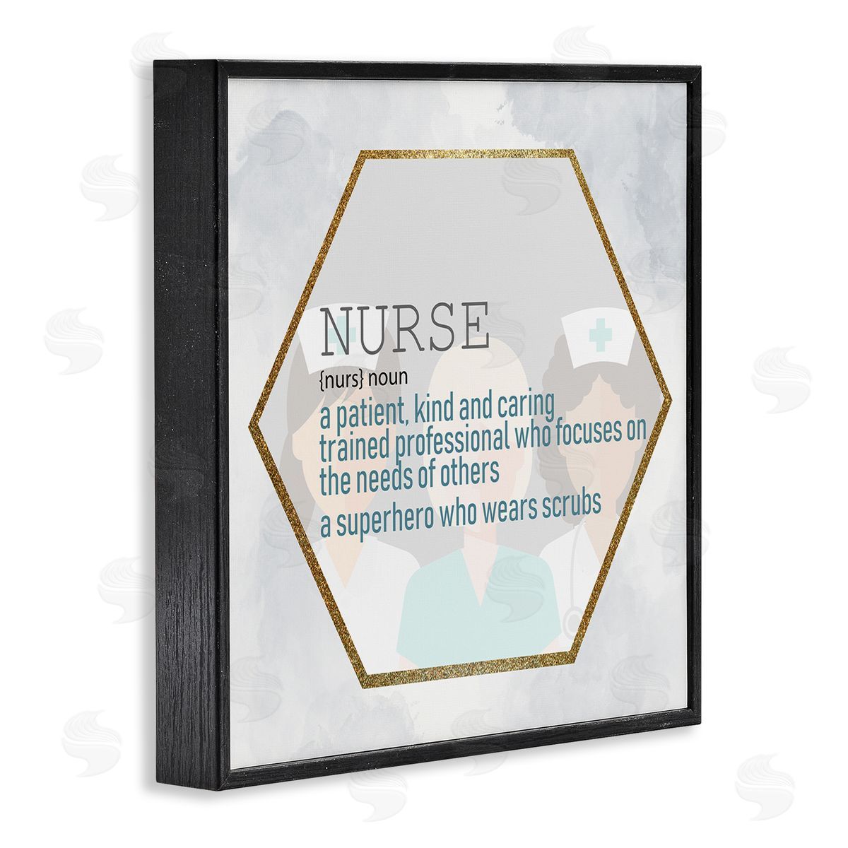Nurse Definition Superhero Scrubs Black Frame Print Wall Art, Home Decor by Kim Allen