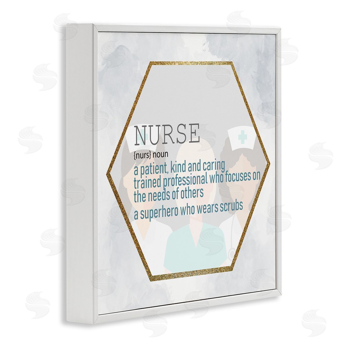 Nurse Definition Superhero Scrubs White Frame Print Wall Art, Home Decor by Kim Allen