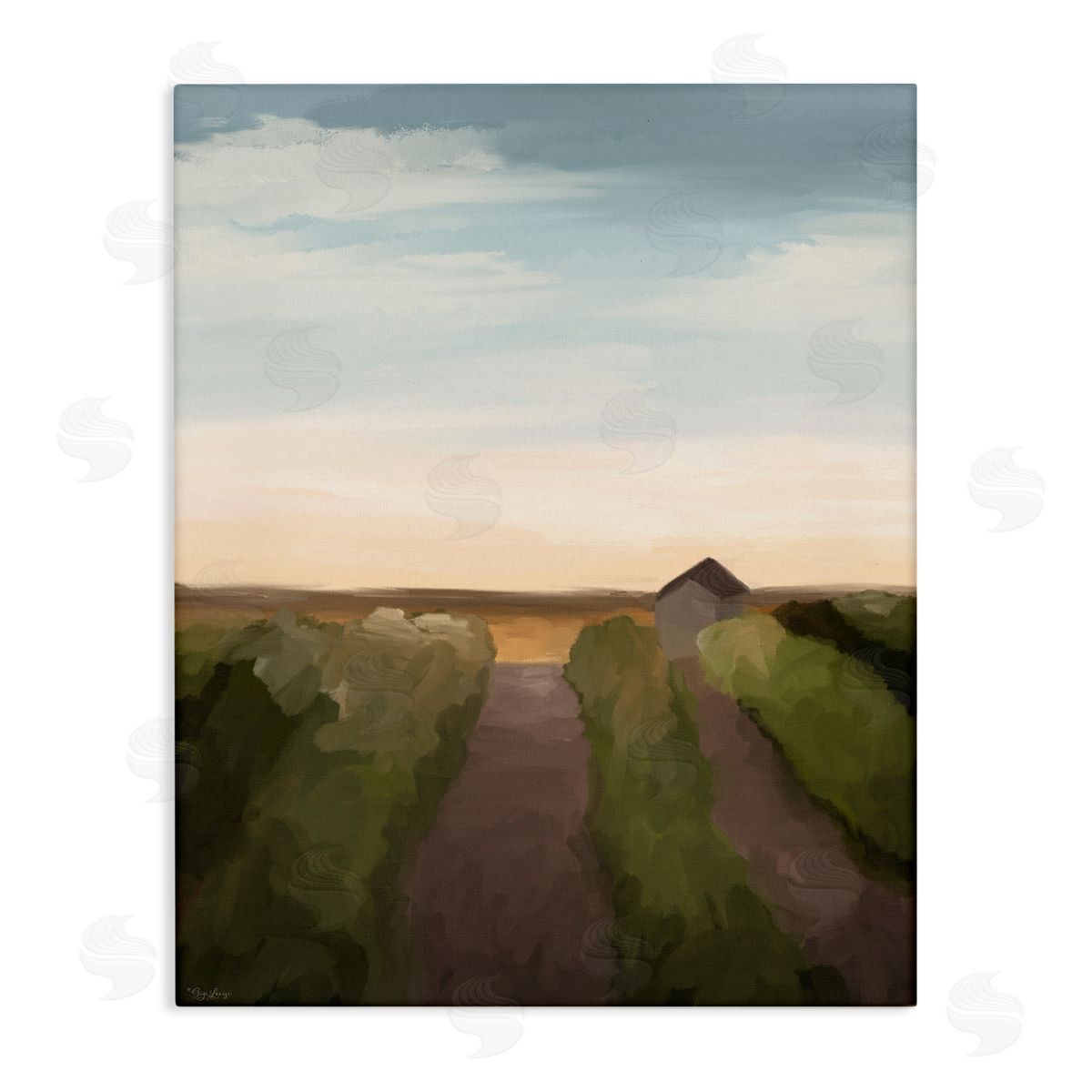 Subtle Vineyard Skyline Landscape Canvas Wall Art, Home Decor by Gigi Louise