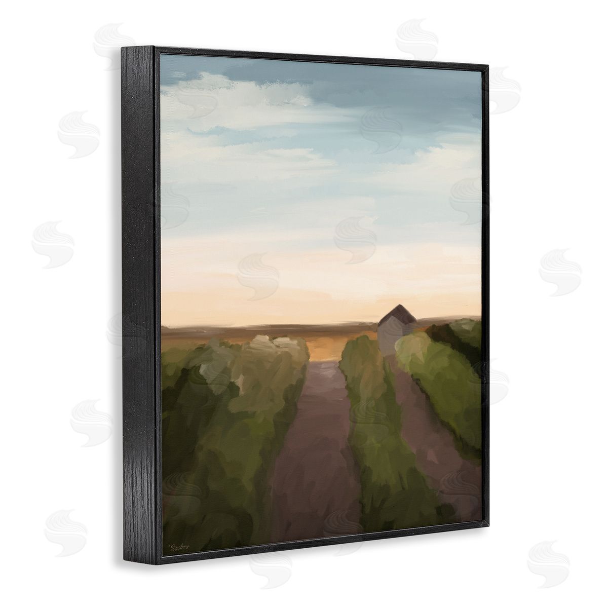 Subtle Vineyard Skyline Landscape Black Frame Print Wall Art, Home Decor by Gigi Louise