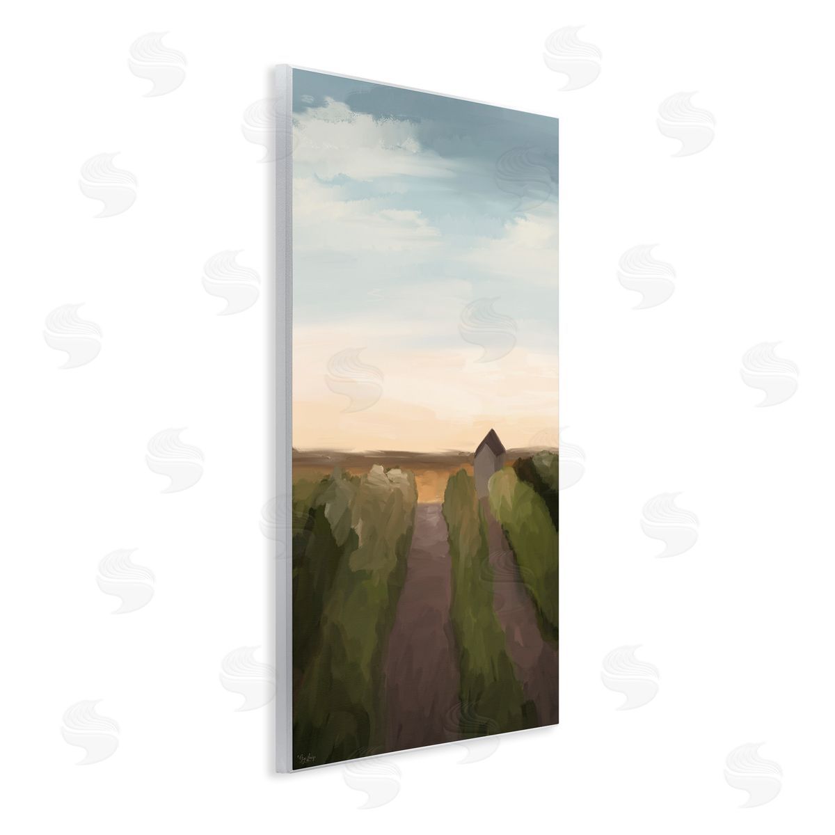 Subtle Vineyard Skyline Landscape Wood Plaque Wall Art, Home Decor by Gigi Louise