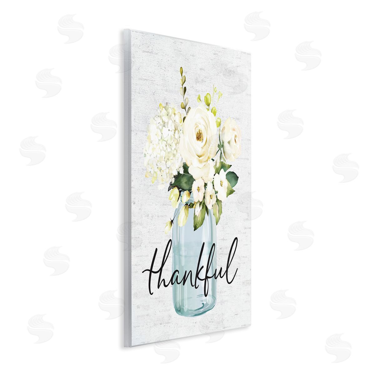 Thankful Phrase Over Country Florals Wood Plaque Wall Art, Home Decor by Lettered and Lined