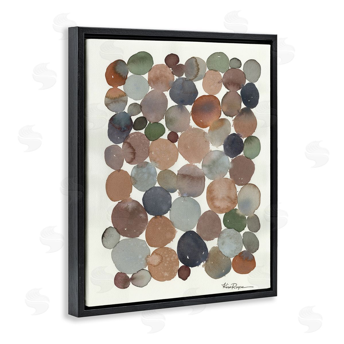 Earth Tone Organic Circles Black Floating Frame Canvas Wall Art, Home Decor by Kim Rupe