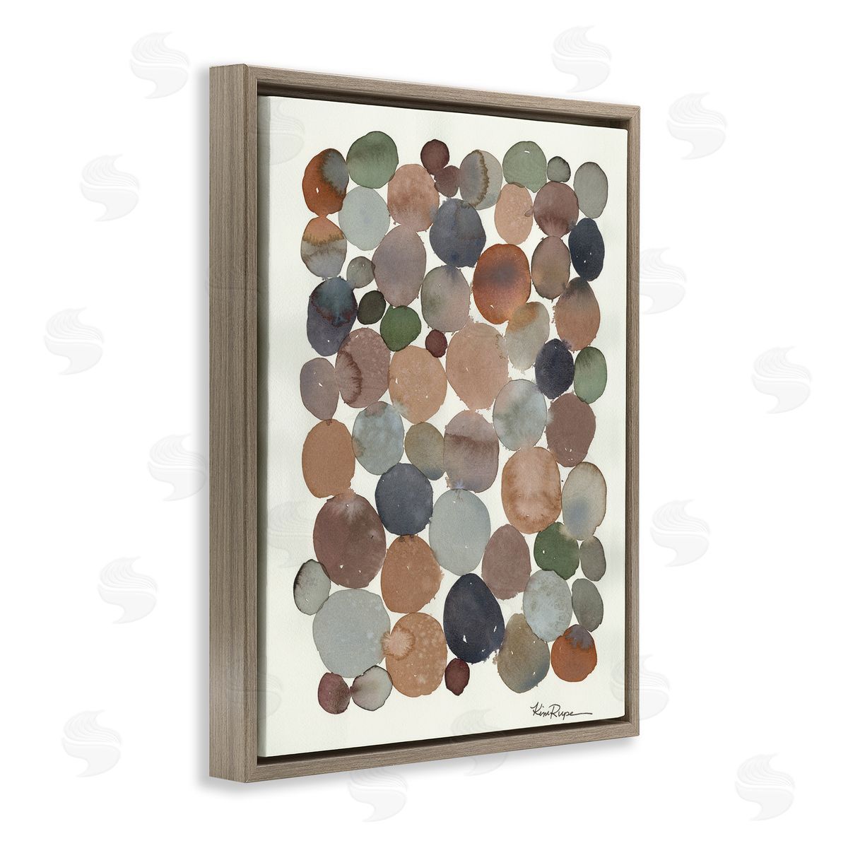 Earth Tone Organic Circles Brown Floating Frame Canvas Wall Art, Home Decor by Kim Rupe