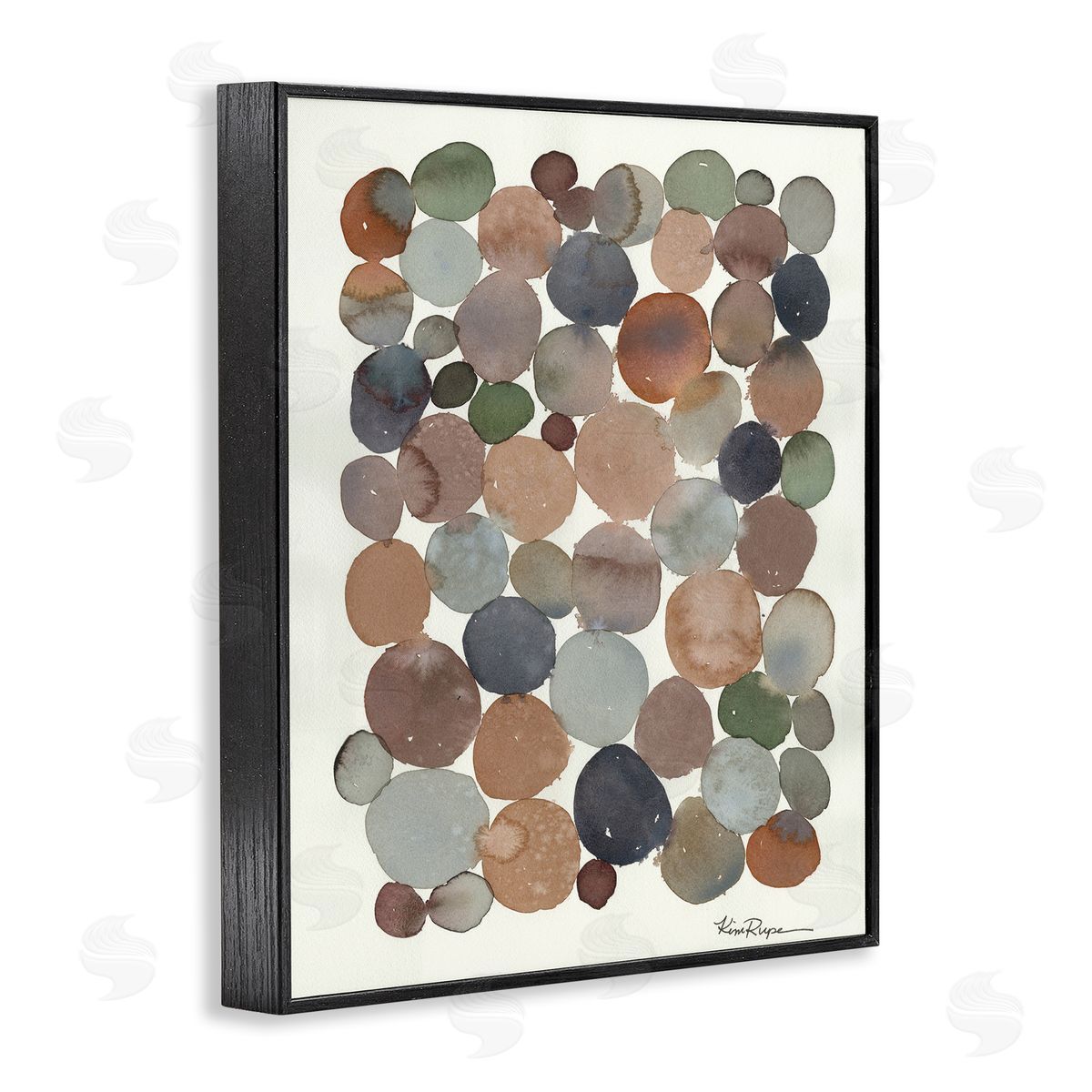 Earth Tone Organic Circles Black Frame Print Wall Art, Home Decor by Kim Rupe