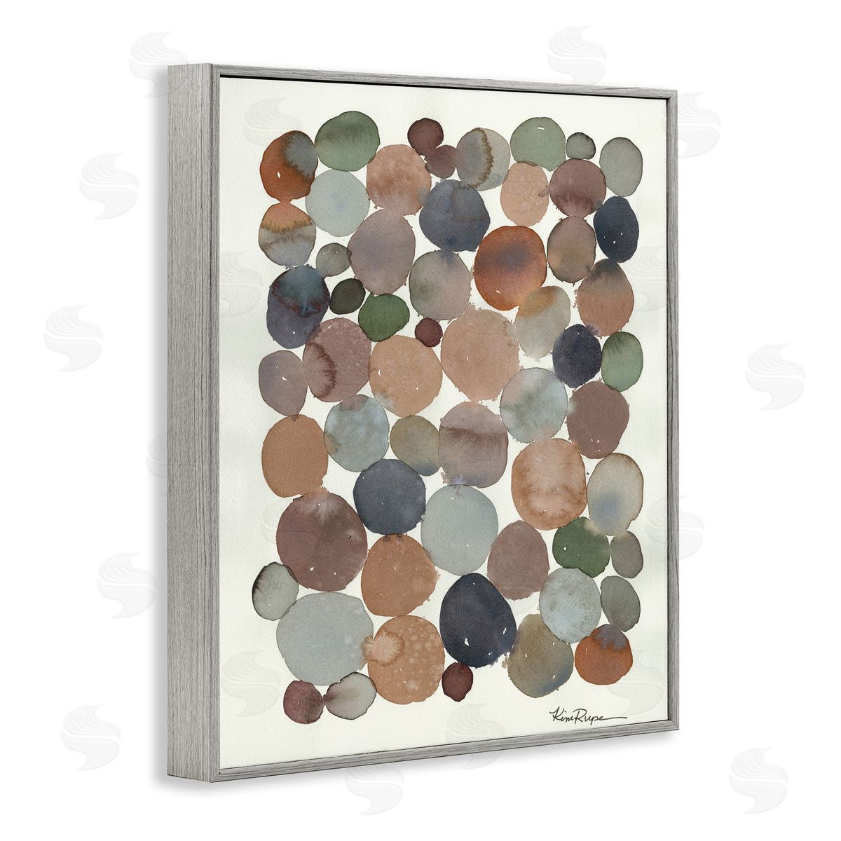Earth Tone Organic Circles Grey Frame Print Wall Art, Home Decor by Kim Rupe