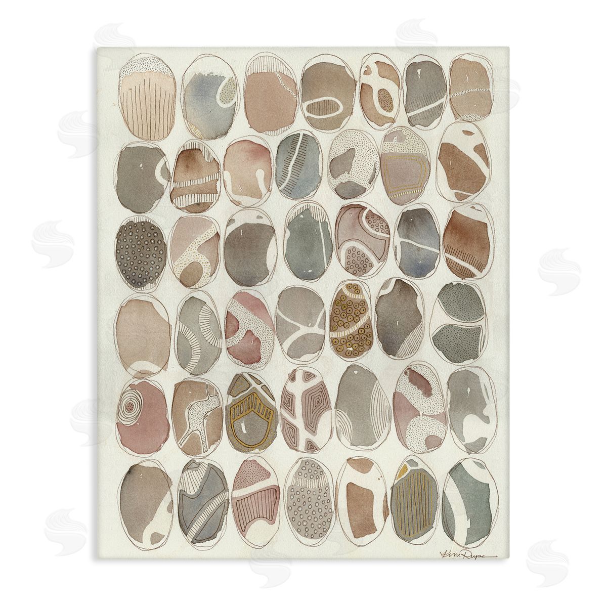 Abstract Patterned Rock Shapes Canvas Wall Art, Home Decor by Kim Rupe