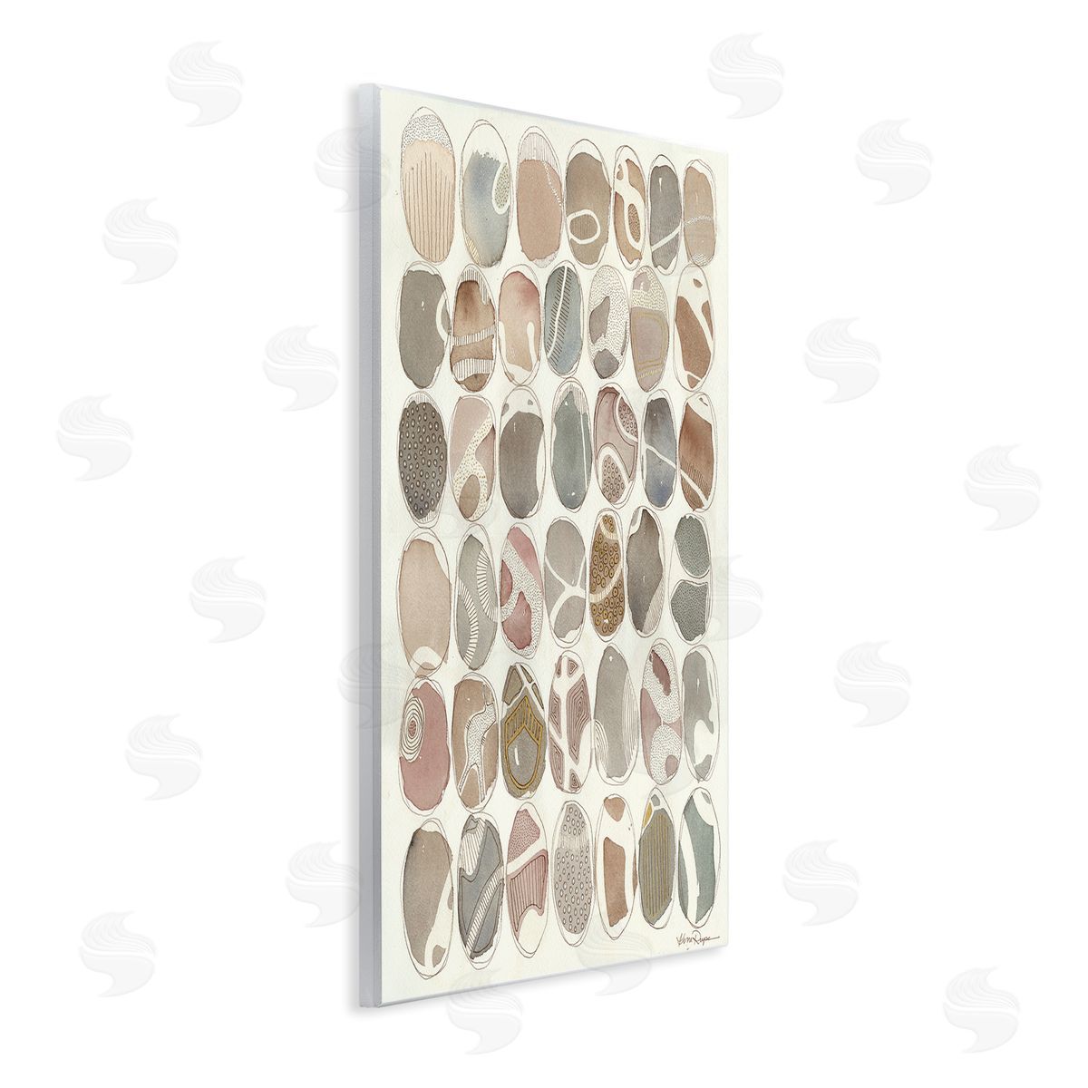 Abstract Patterned Rock Shapes Wood Plaque Wall Art, Home Decor by Kim Rupe