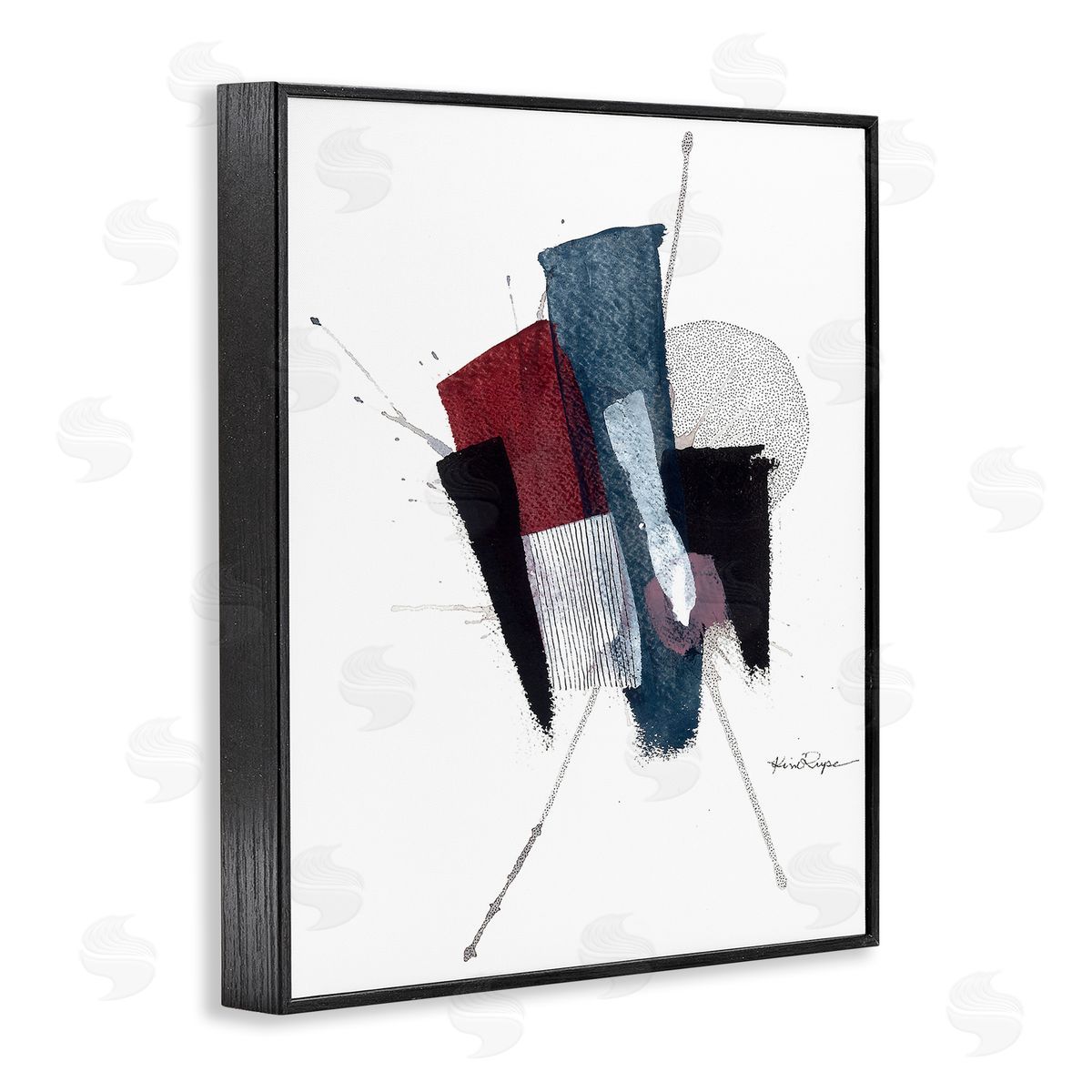 Abstract Pointillism Shapes Black Frame Print Wall Art, Home Decor by Kim Rupe