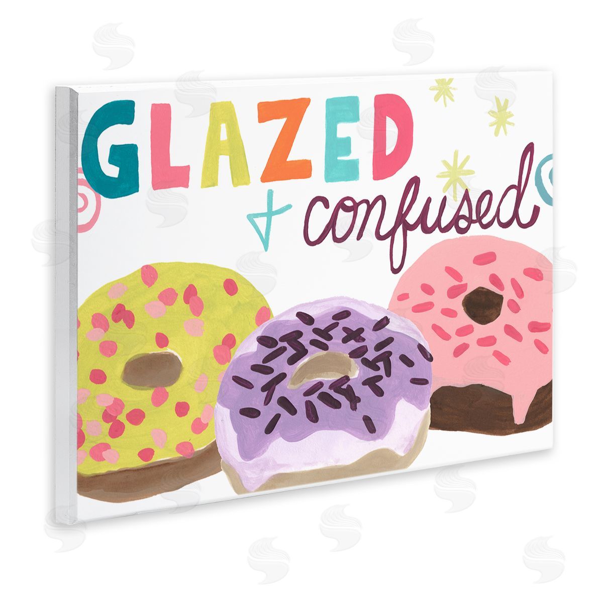 Glazed and Confused Donuts Wood Plaque Wall Art, Home Decor by June Erica Vess