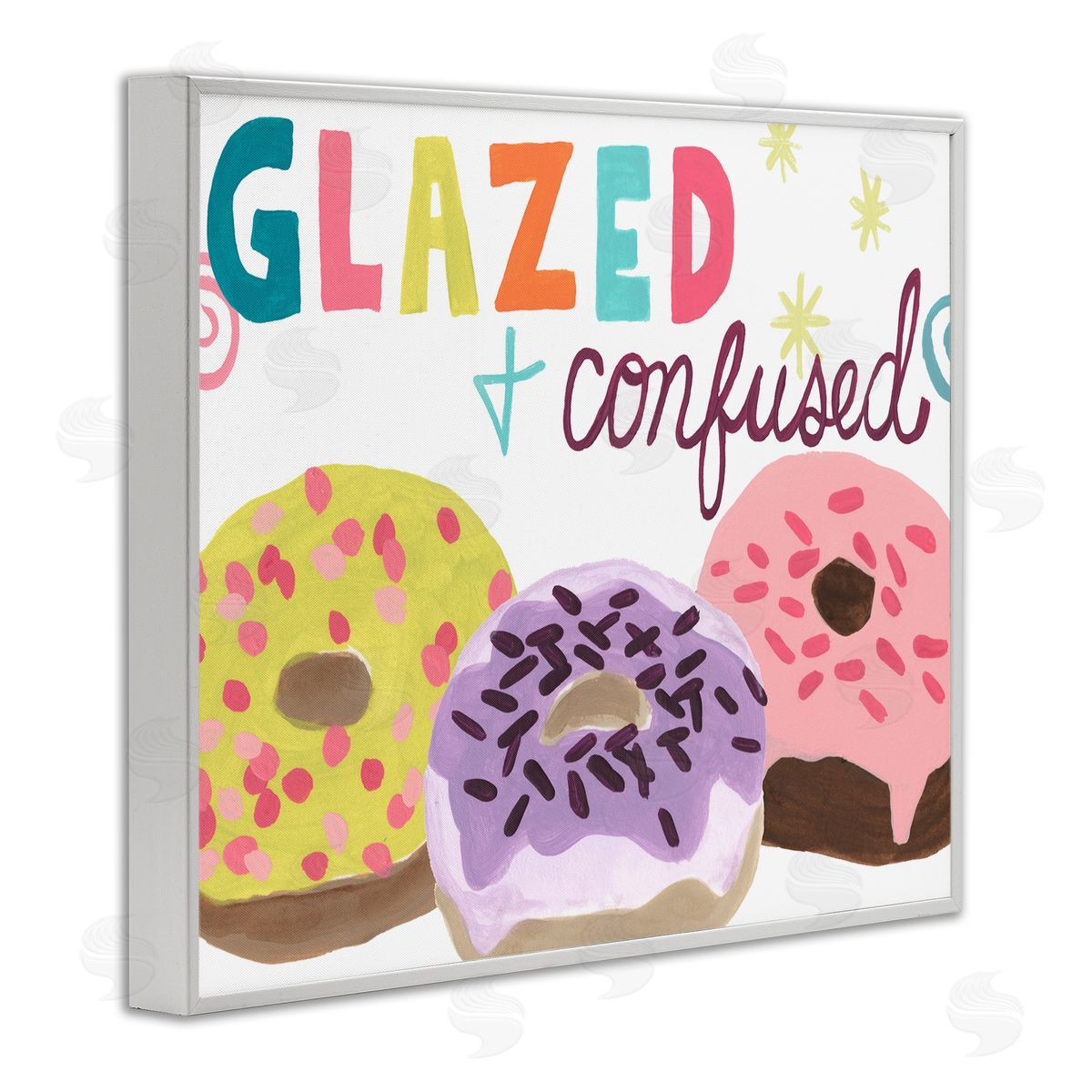 Glazed and Confused Donuts White Frame Print Wall Art, Home Decor by June Erica Vess