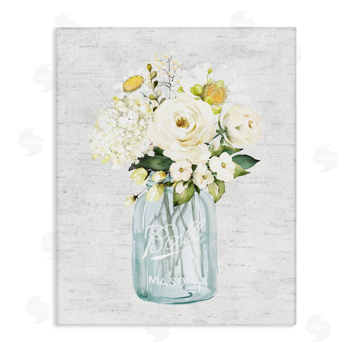 White Florals in Blue Jar Canvas Wall Art, Home Decor by Lettered and Lined