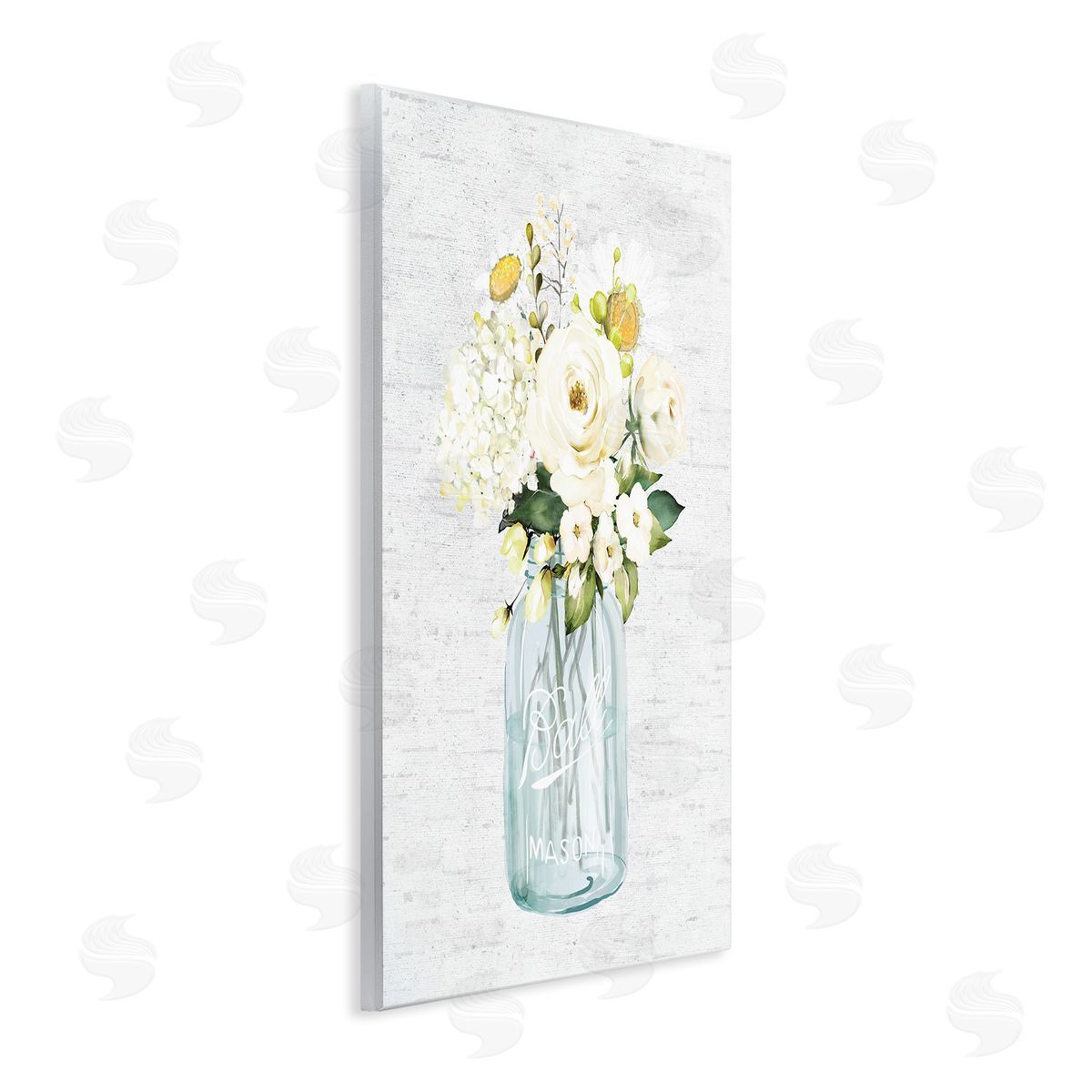 White Florals in Blue Jar Wood Plaque Wall Art, Home Decor by Lettered and Lined