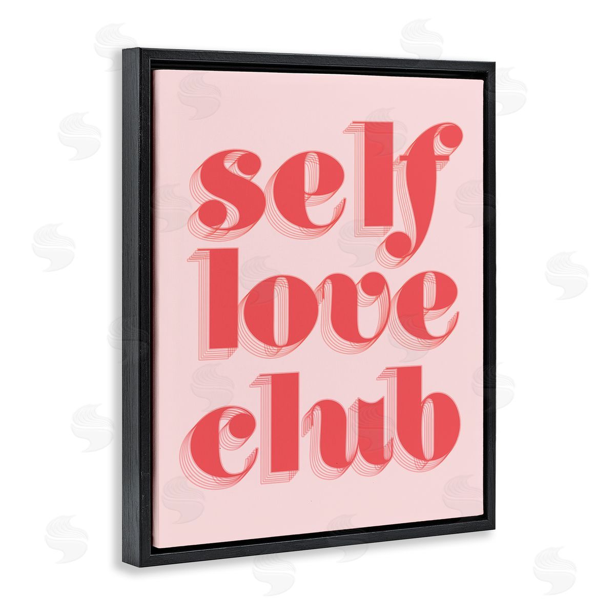 Self Love Club Bold Pink Black Floating Frame Canvas Wall Art, Home Decor by Stupell Studio