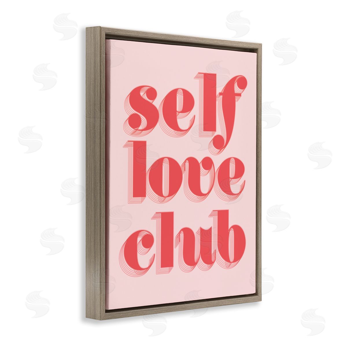 Self Love Club Bold Pink Brown Floating Frame Canvas Wall Art, Home Decor by Stupell Studio