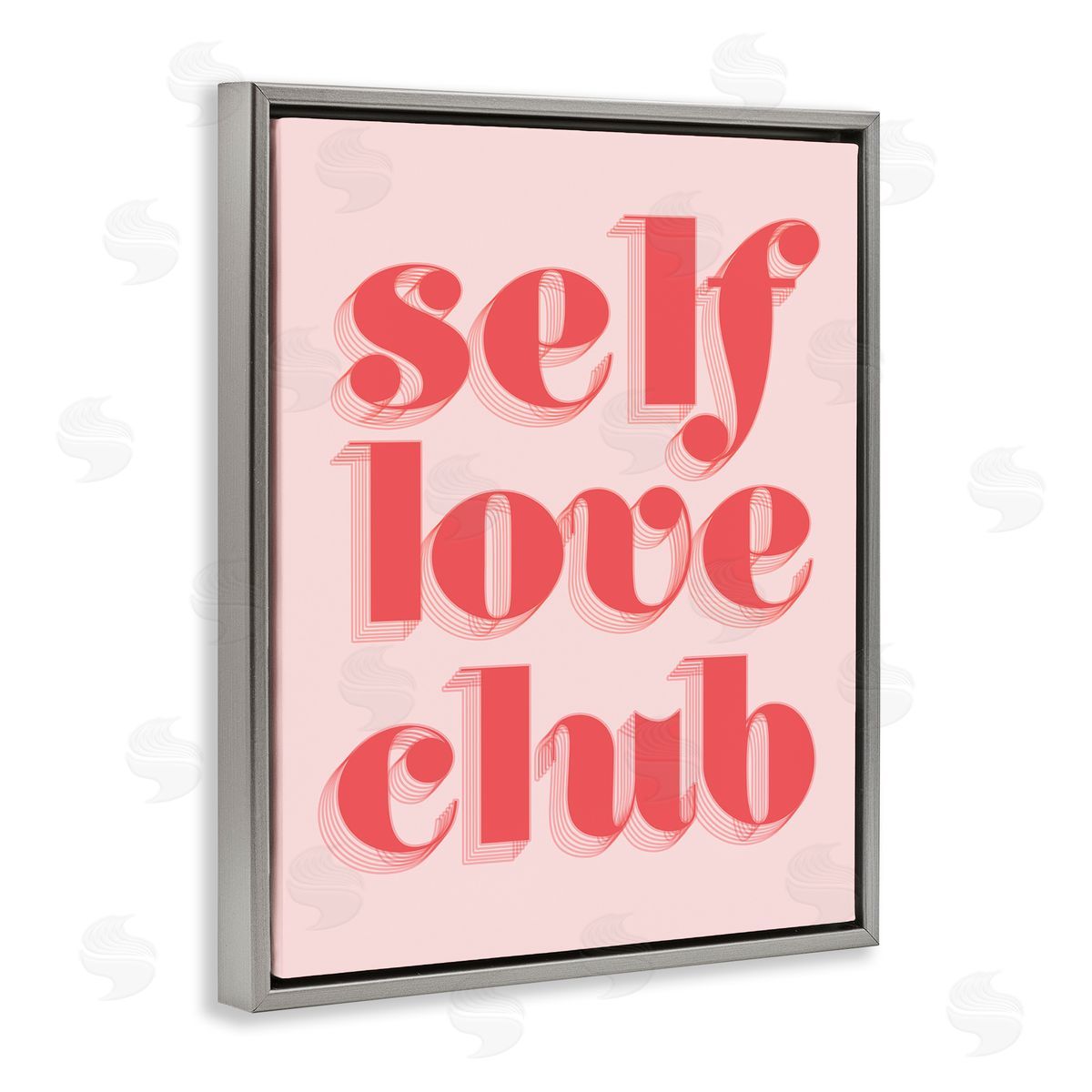 Self Love Club Bold Pink Grey Floating Frame Canvas Wall Art, Home Decor by Stupell Studio