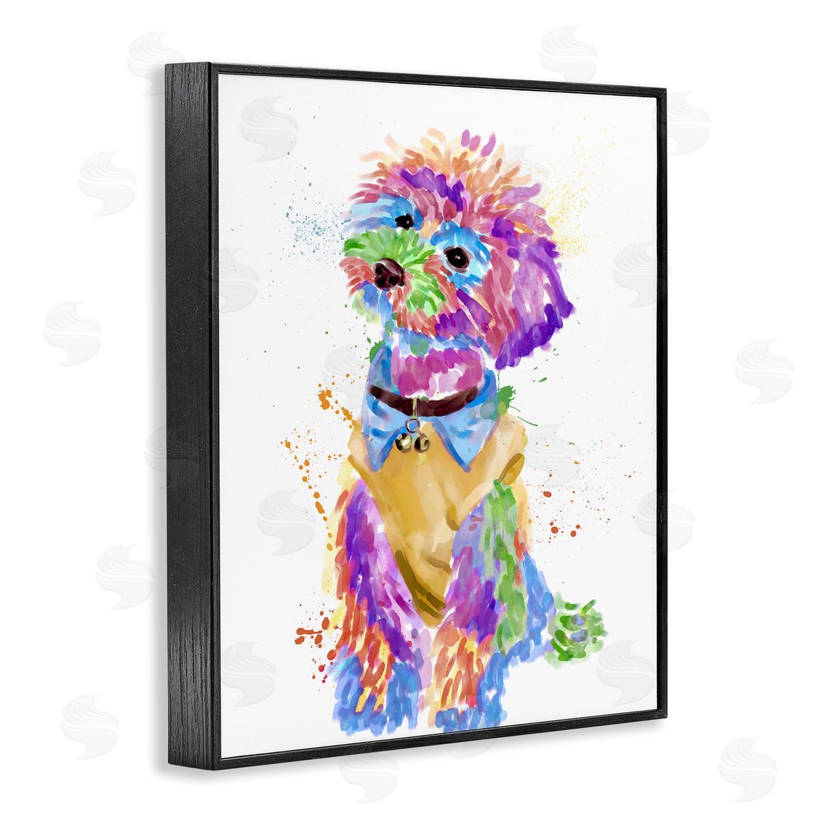 Colorful Pet Dog Bichon Black Frame Print Wall Art, Home Decor by Ziwei Li