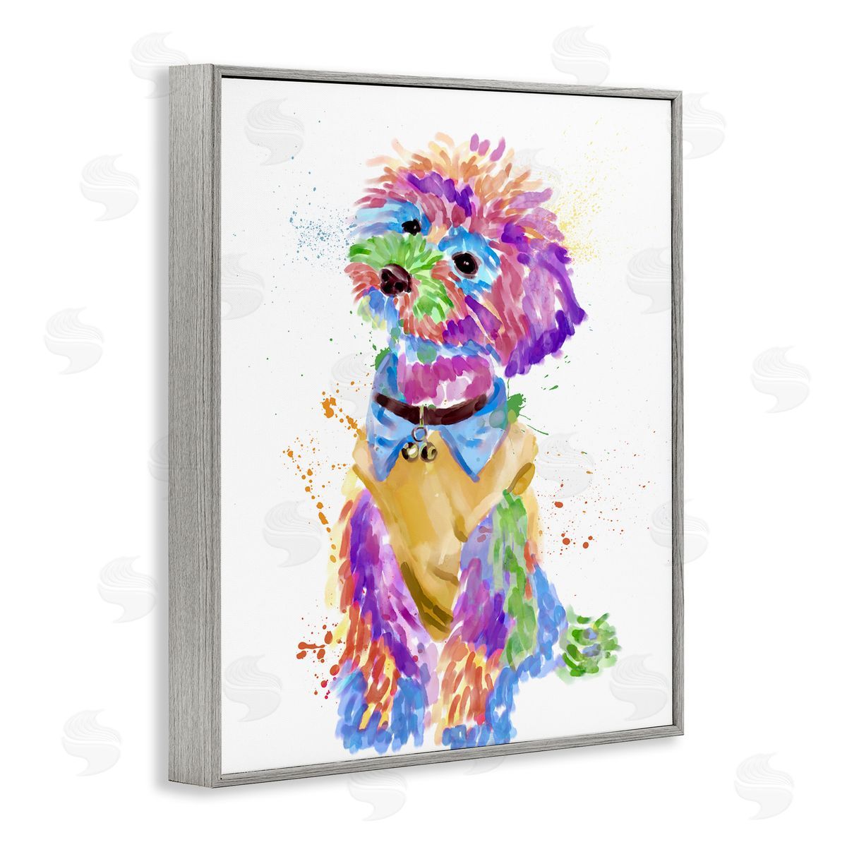 Colorful Pet Dog Bichon Grey Frame Print Wall Art, Home Decor by Ziwei Li