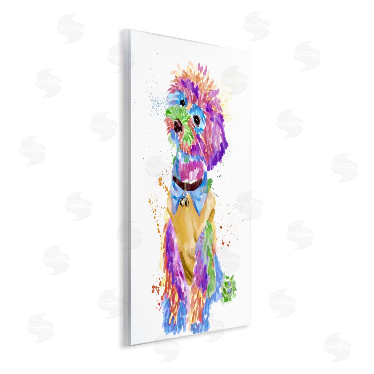 Colorful Pet Dog Bichon Wood Plaque Wall Art, Home Decor by Ziwei Li
