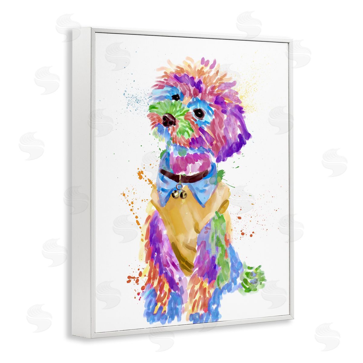 Colorful Pet Dog Bichon White Frame Print Wall Art, Home Decor by Ziwei Li