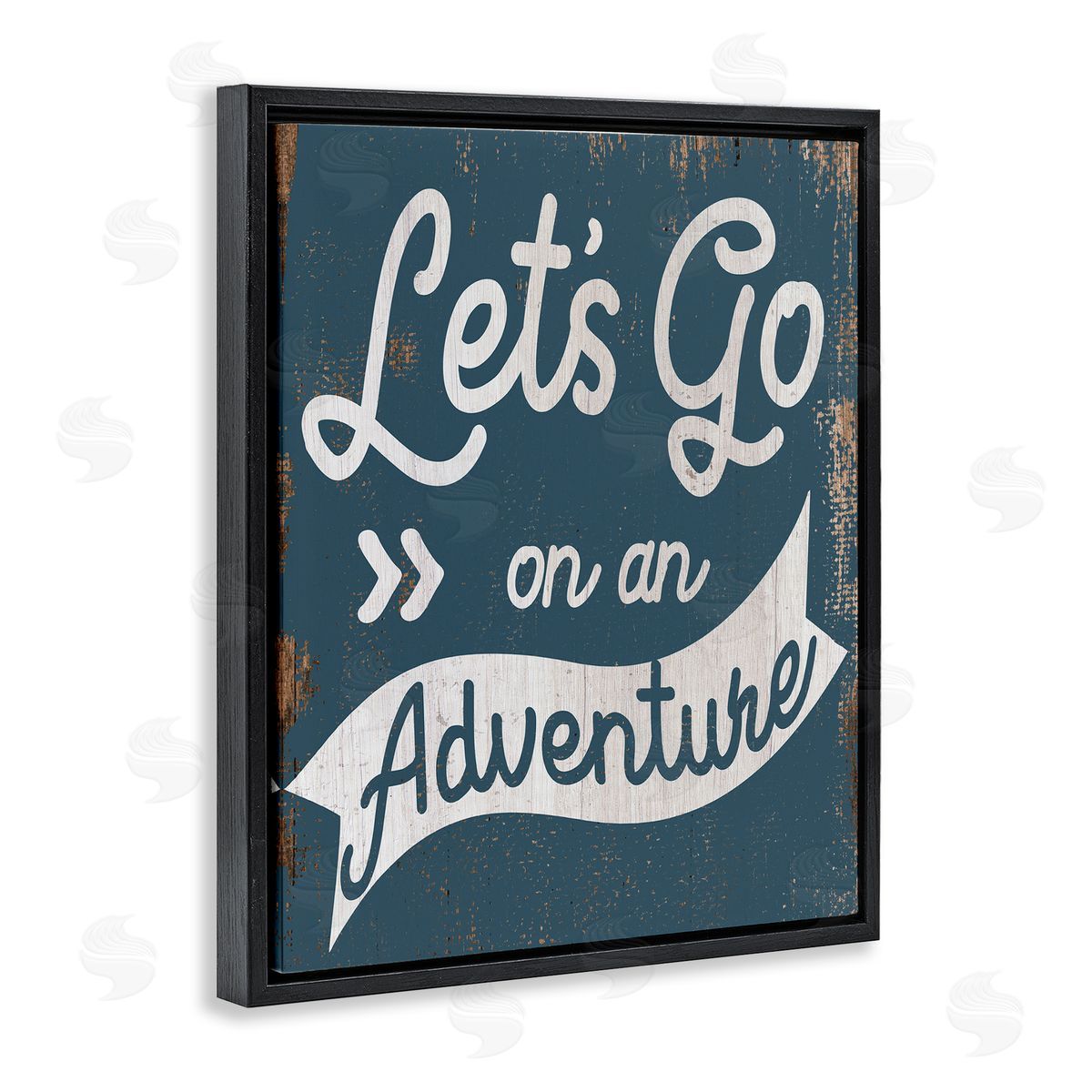 Lets Go On An Adventure Blue Black Floating Frame Canvas Wall Art, Home Decor by Stupell Studio