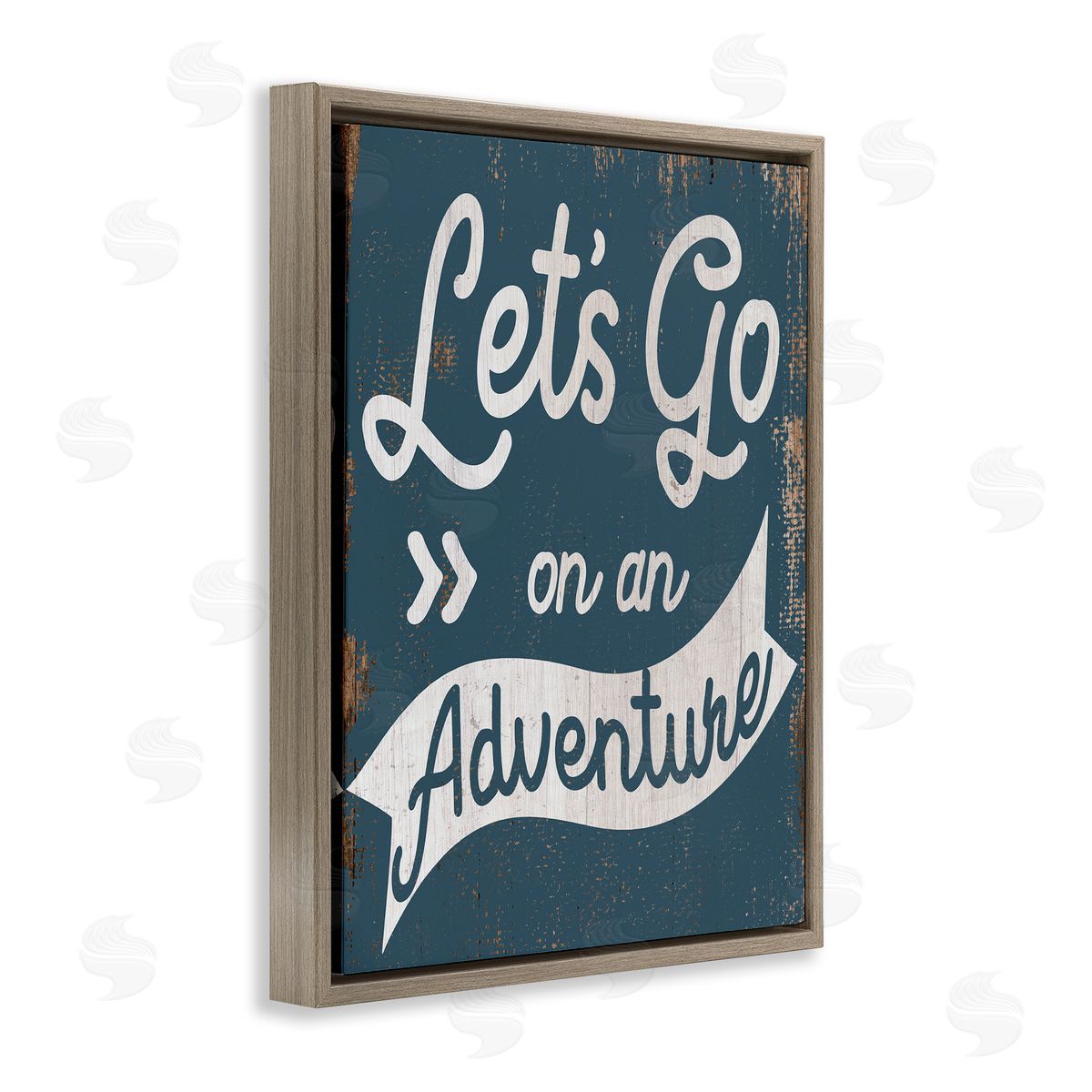 Lets Go On An Adventure Blue Brown Floating Frame Canvas Wall Art, Home Decor by Stupell Studio
