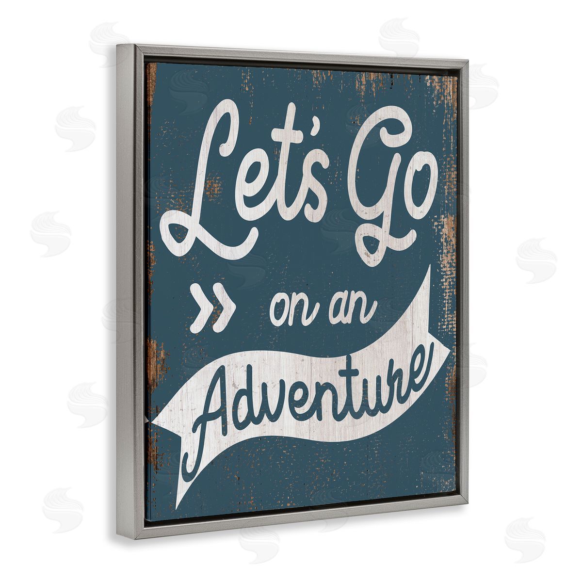 Lets Go On An Adventure Blue Grey Floating Frame Canvas Wall Art, Home Decor by Stupell Studio