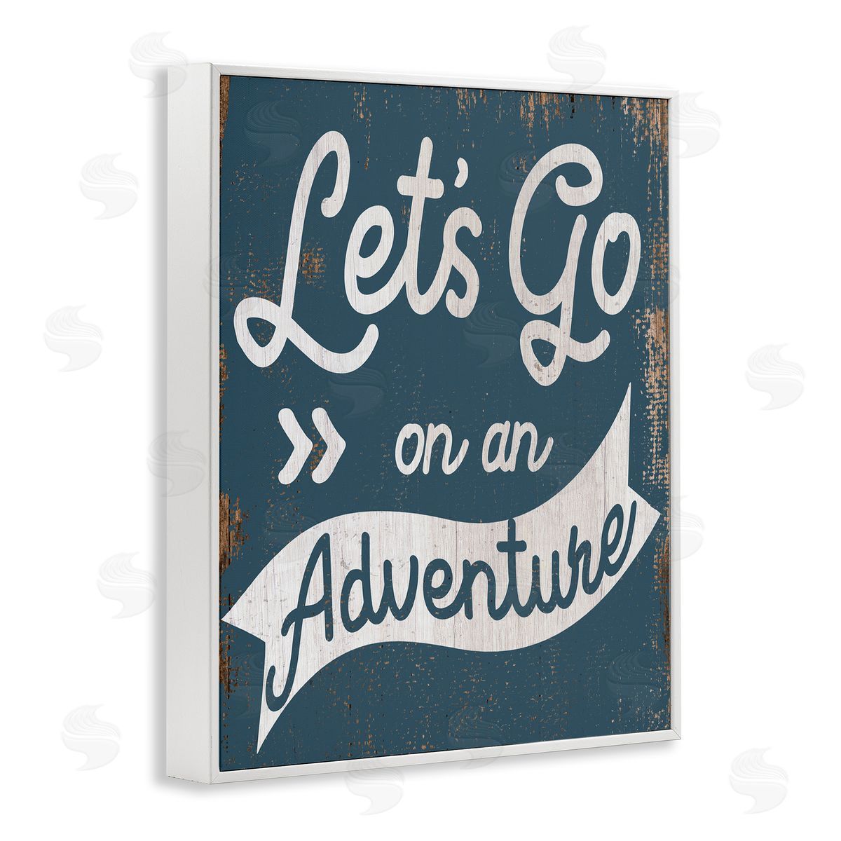 Lets Go On An Adventure Blue White Frame Print Wall Art, Home Decor by Stupell Studio