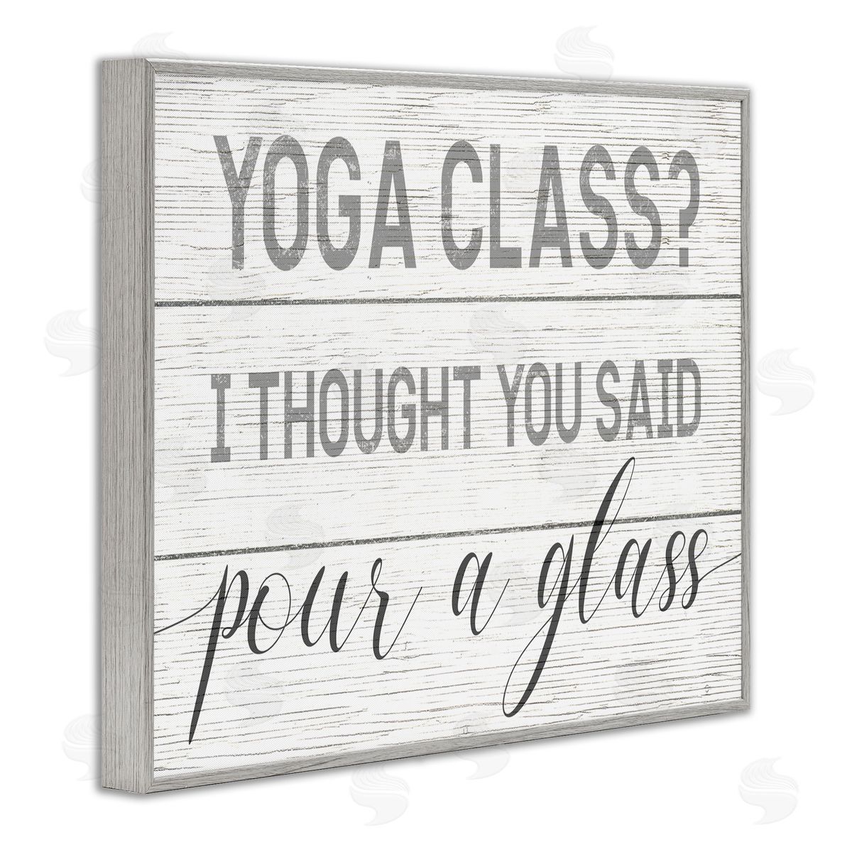 Yoga Class or Pour A Glass Grey Frame Print Wall Art, Home Decor by Stupell Studio