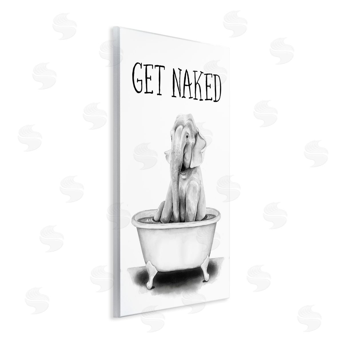 Elephant Bathroom Get Naked Wood Plaque Wall Art, Home Decor by Rachel Nieman