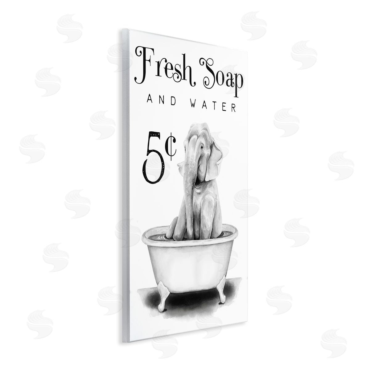 Elephant Bathtub Fresh Soap Wood Plaque Wall Art, Home Decor by Rachel Nieman