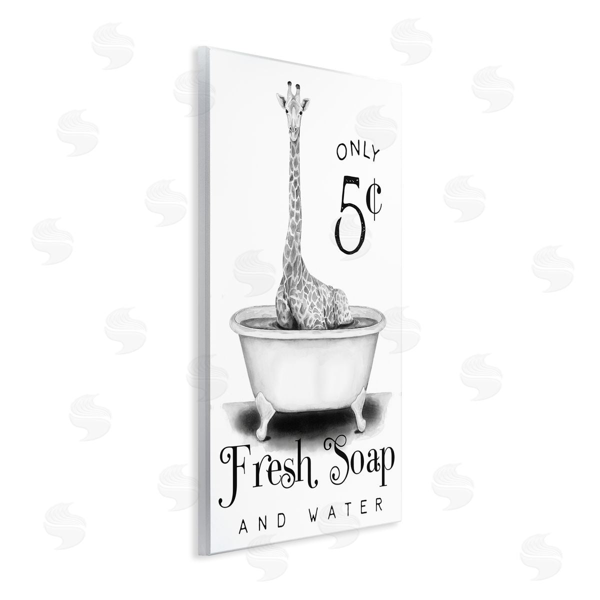Giraffe Bathtub Fresh Soap Wood Plaque Wall Art, Home Decor by Rachel Nieman