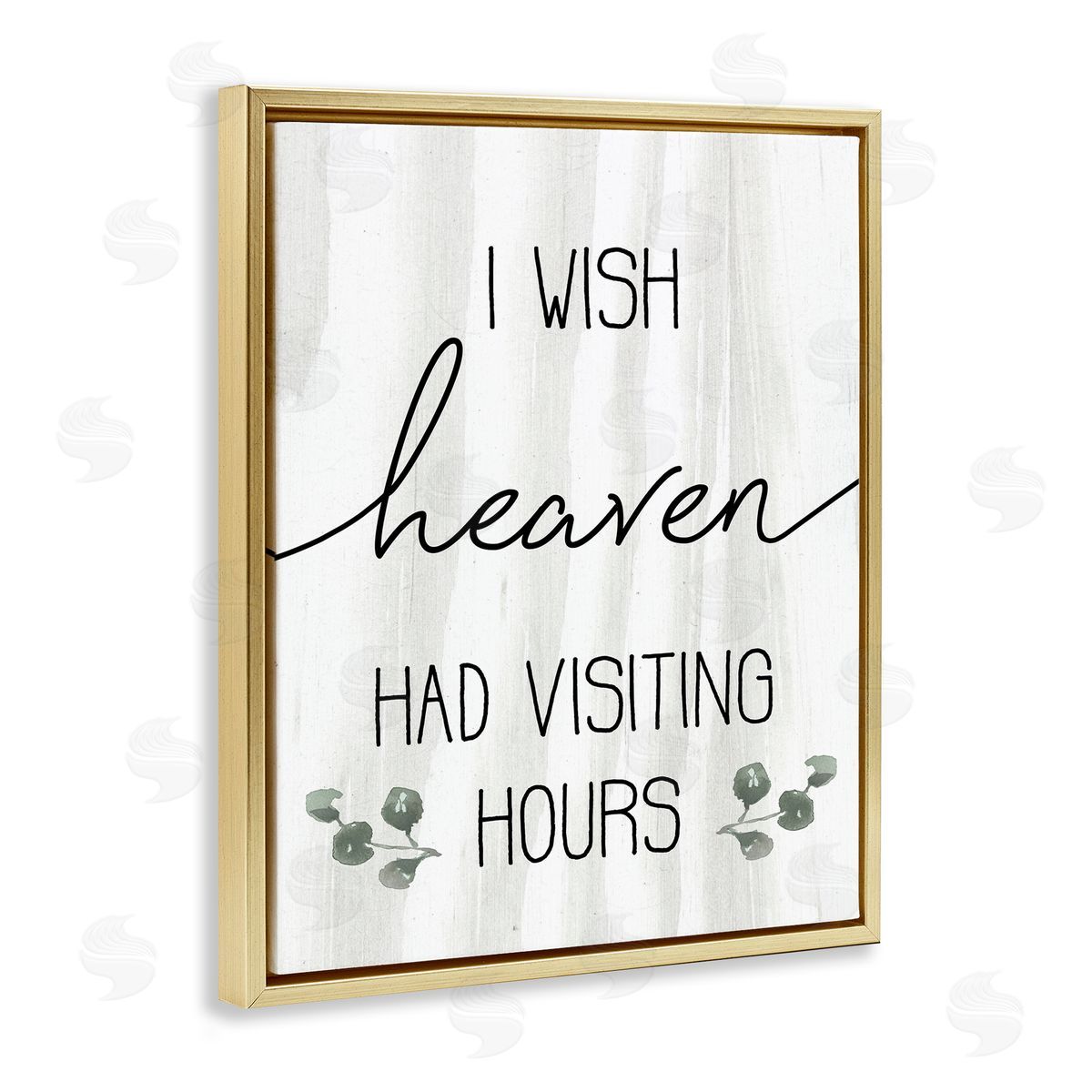 Wish Heaven Had Visiting Hours Gold Floating Frame Canvas Wall Art, Home Decor by Stupell Studio