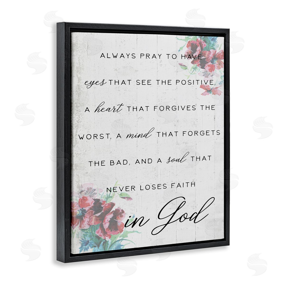 Heart Mind and Soul for God Black Floating Frame Canvas Wall Art, Home Decor by Stupell Studio