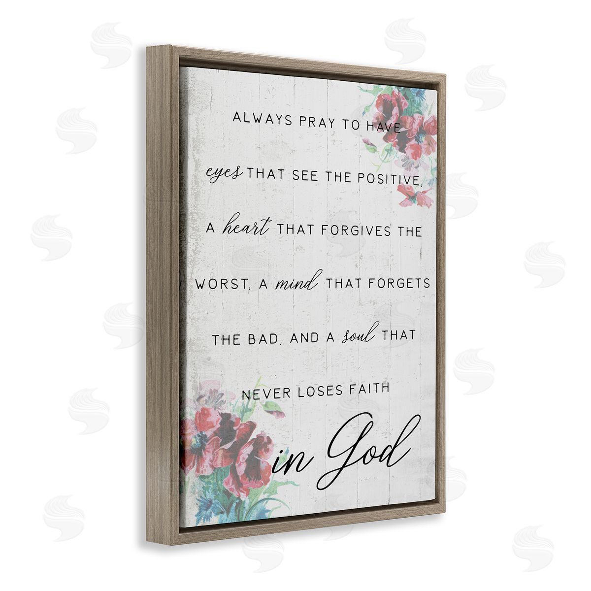 Heart Mind and Soul for God Brown Floating Frame Canvas Wall Art, Home Decor by Stupell Studio