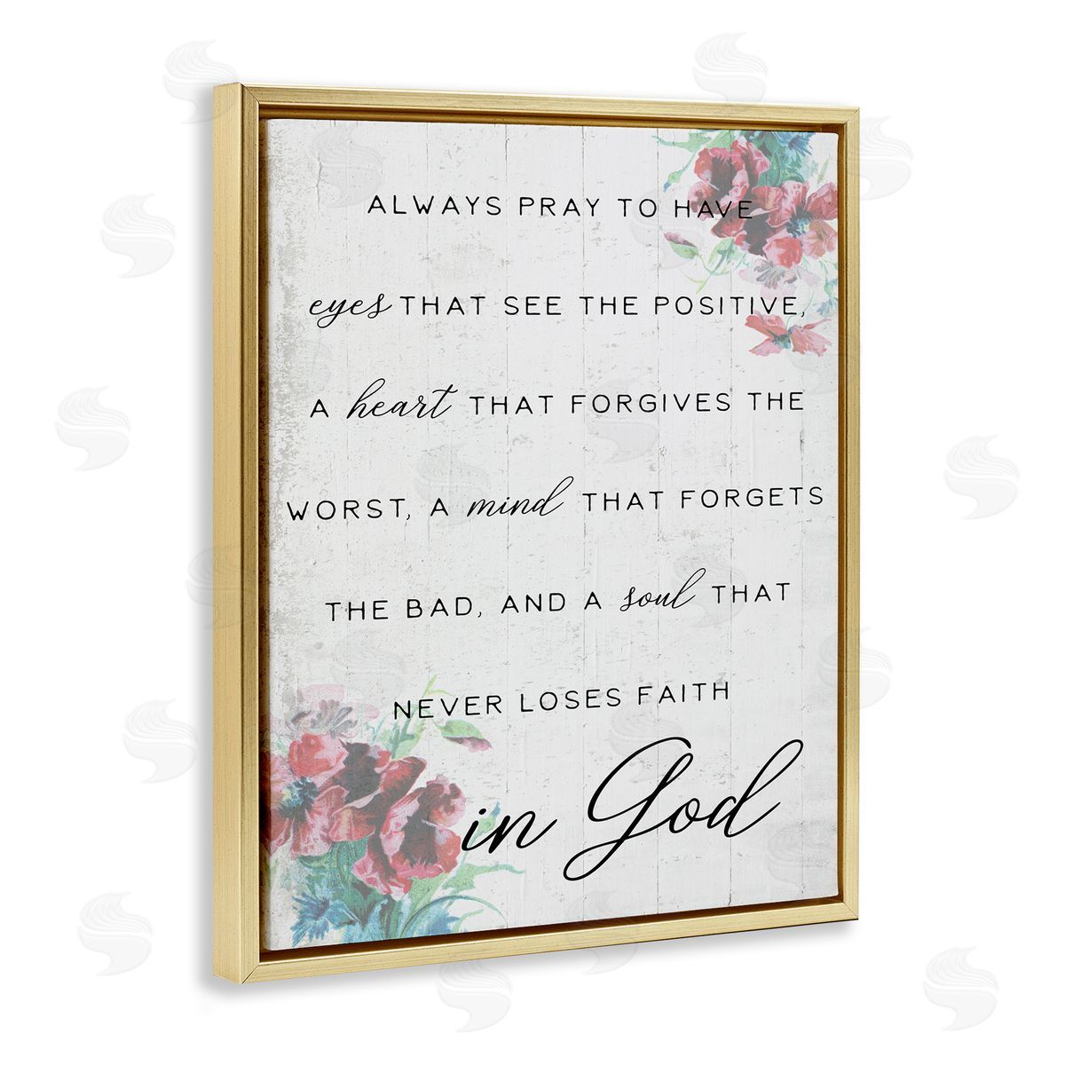 Heart Mind and Soul for God Gold Floating Frame Canvas Wall Art, Home Decor by Stupell Studio