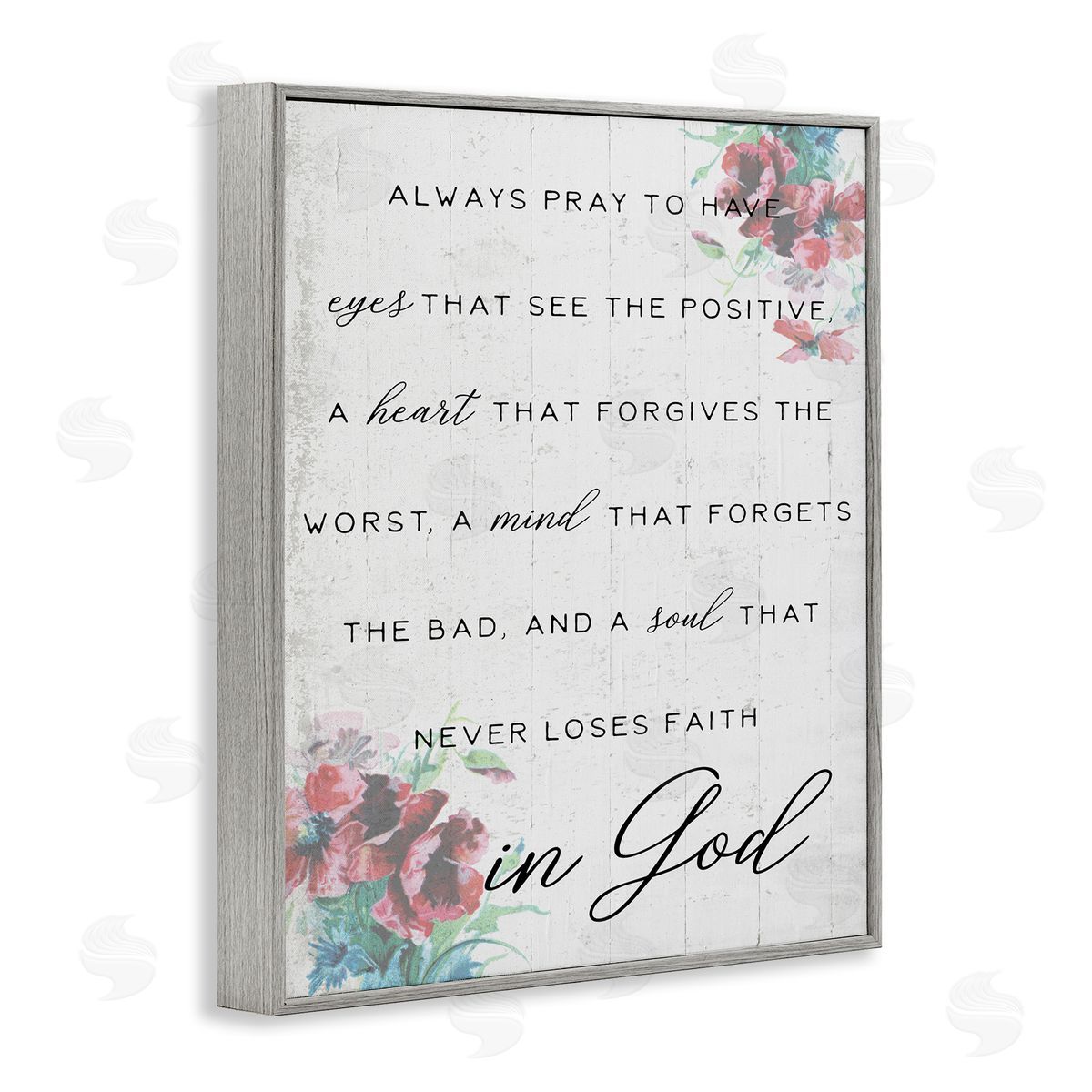 Heart Mind and Soul for God Grey Frame Print Wall Art, Home Decor by Stupell Studio