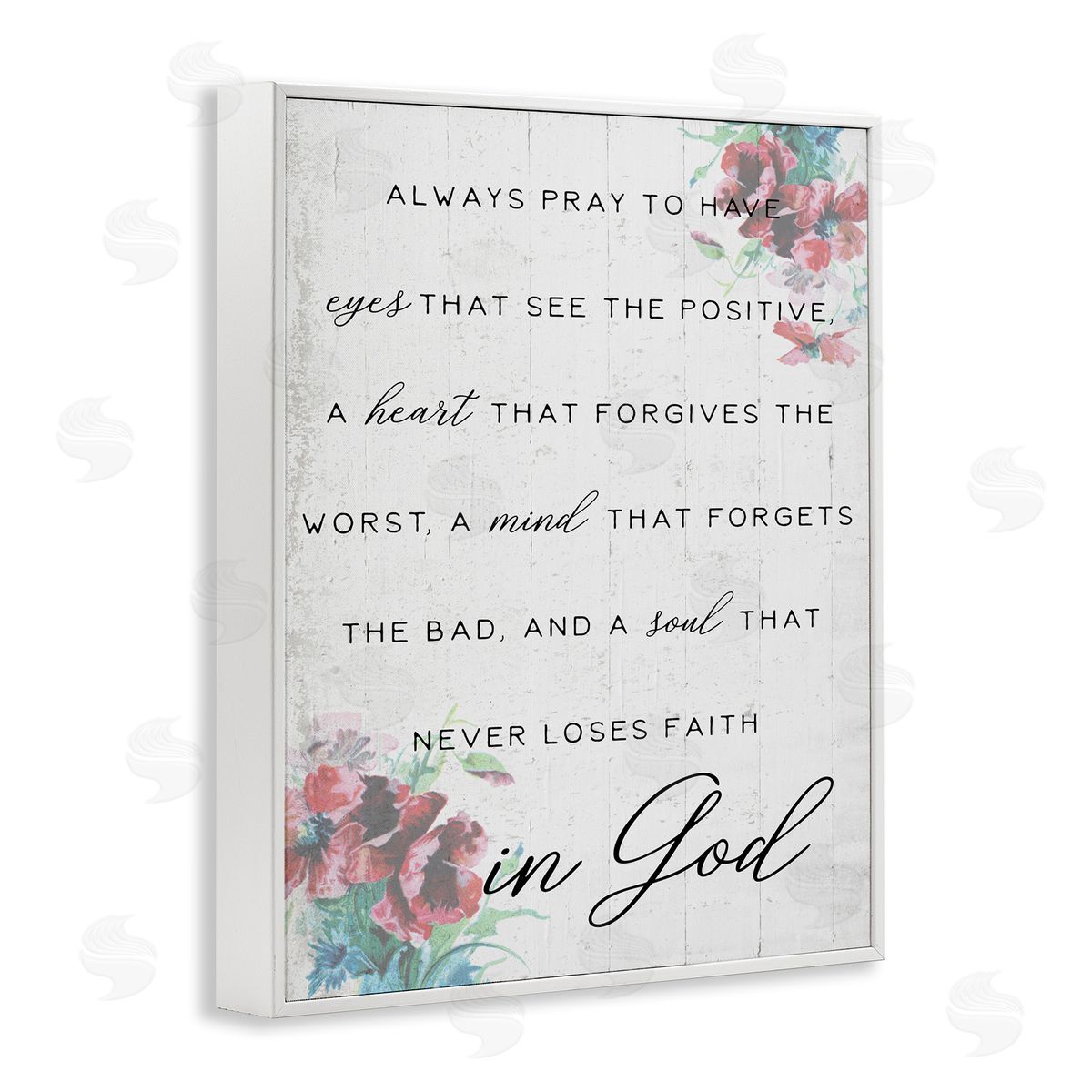 Heart Mind and Soul for God White Frame Print Wall Art, Home Decor by Stupell Studio