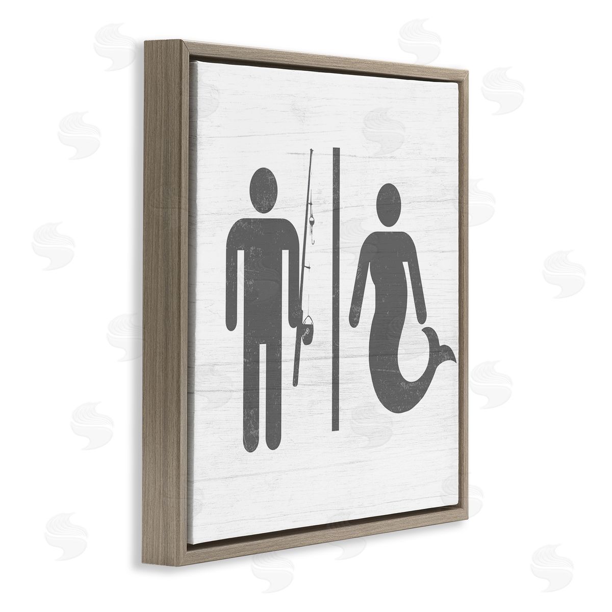 Fisherman or Mermaid Bathroom Brown Floating Frame Canvas Wall Art, Home Decor by Stupell Studio