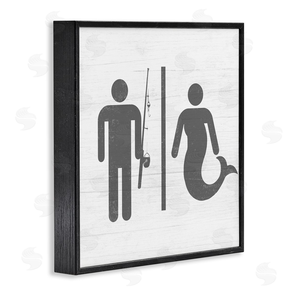 Fisherman or Mermaid Bathroom Black Frame Print Wall Art, Home Decor by Stupell Studio